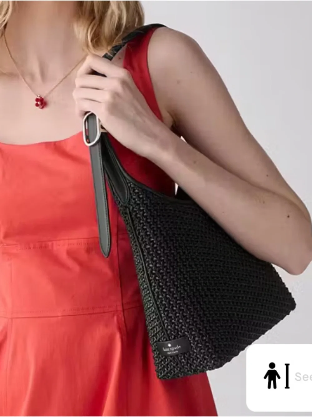 Kate Spade Black 454 Straw Small Shoulder